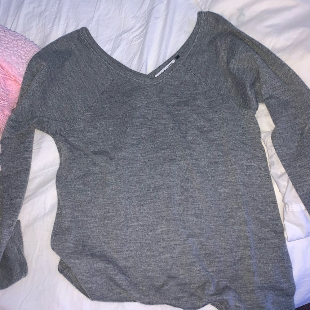 helmut lang grey v neck sweater